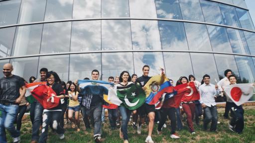 International Students with flags